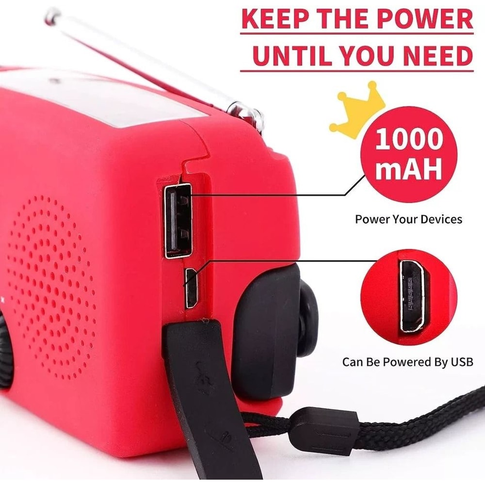 Emergency Radio Crank Solar Hand Weather Radio With Power Bank Flashlight 3