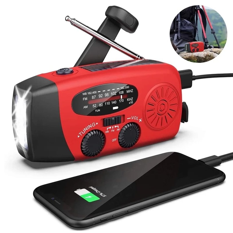 Emergency Radio Crank Solar Hand Weather Radio With Power Bank Flashlight 7