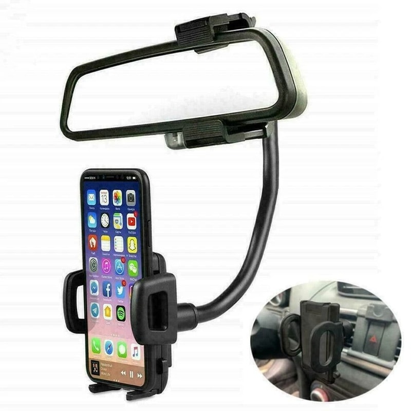Universal Car Rearview Mirror Mount Stand Holder Cradle For Cell Phone GPS Adjustable NonSlip 0