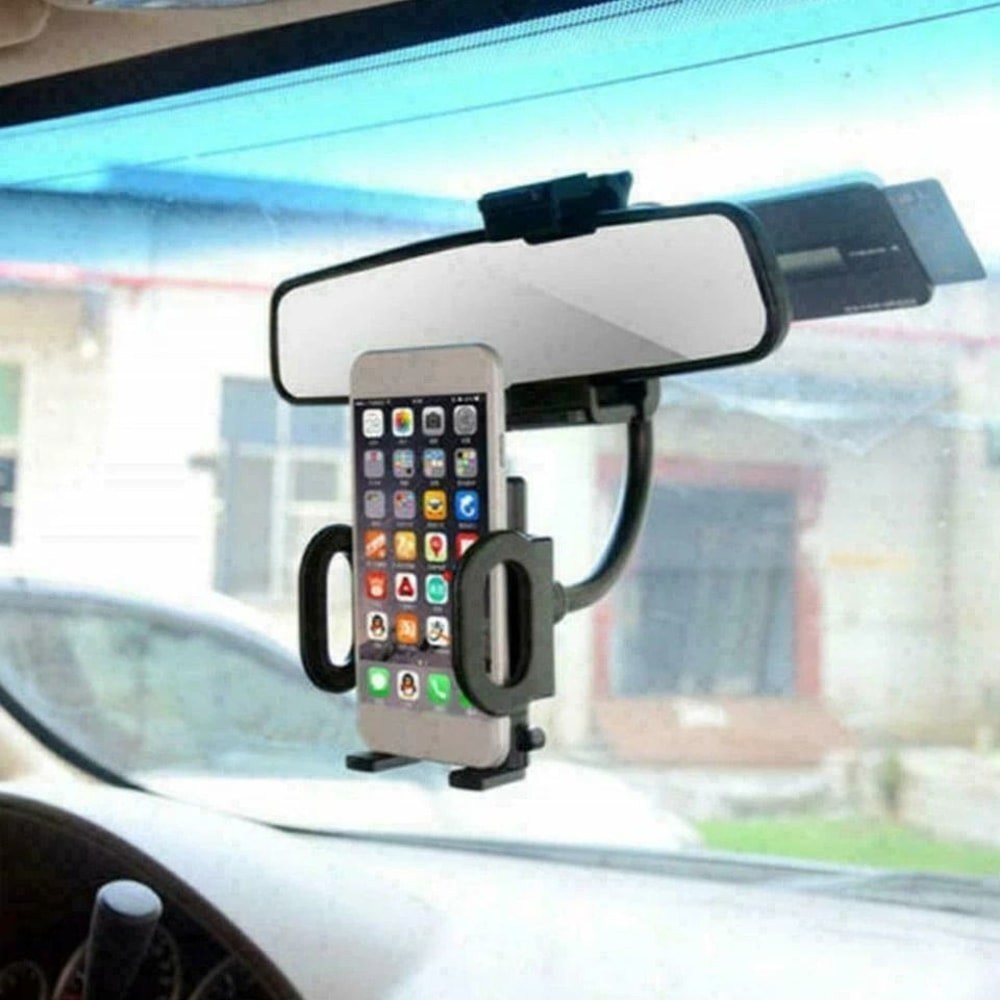 Universal Car Rearview Mirror Mount Stand Holder Cradle For Cell Phone GPS Adjustable NonSlip 6