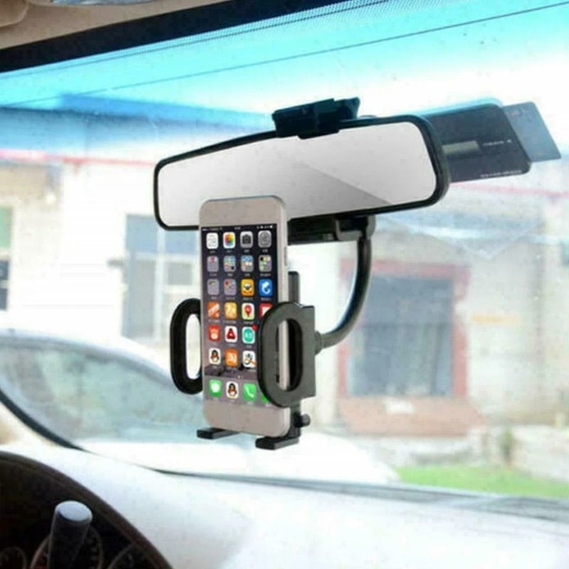Universal Car Rearview Mirror Mount Stand Holder Cradle For Cell Phone GPS Adjustable NonSlip 6