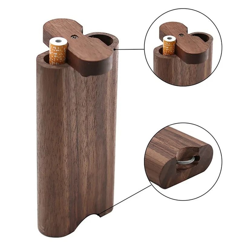 Wooden Dugout Pipe SelfCleaning One Hitter Kit Metal Bat Poker Smoking Pipe 1