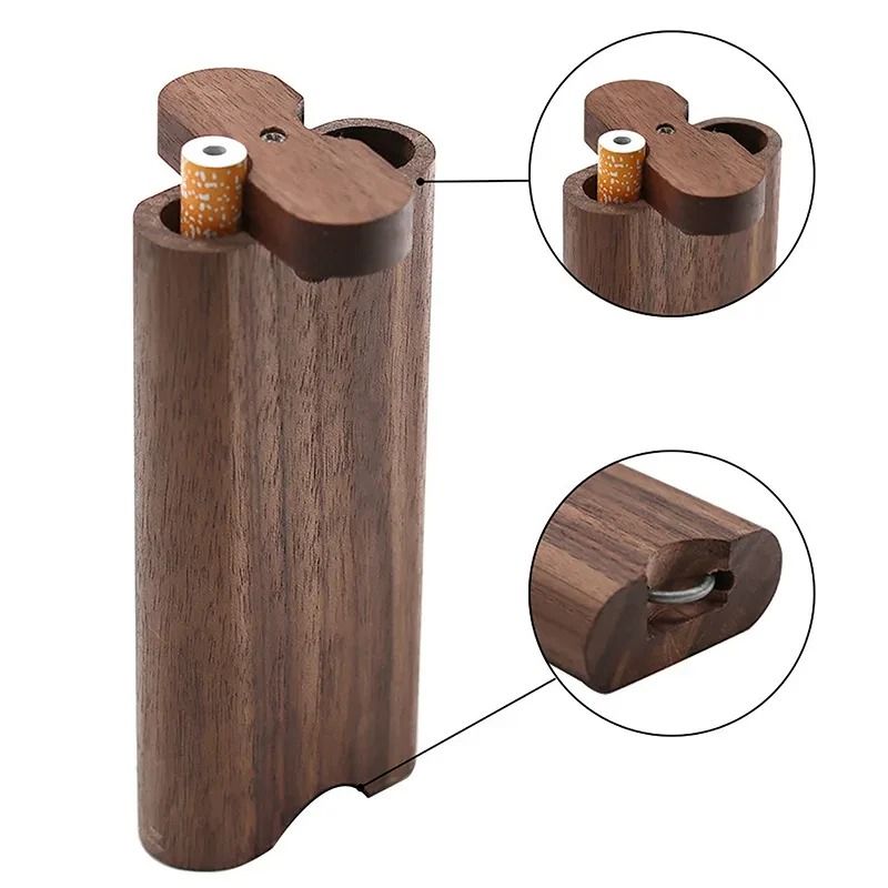 Wooden Dugout Pipe SelfCleaning One Hitter Kit Metal Bat Poker Smoking Pipe 1