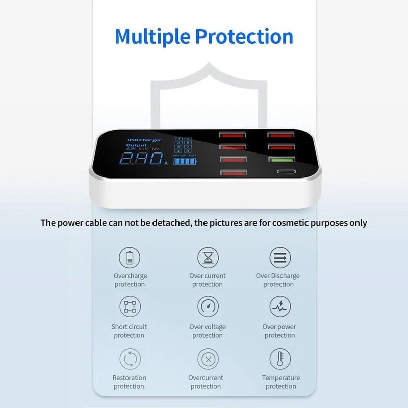 MultiPort USB Charging Station Port Desktop Hub With Quick Charge Technology 9