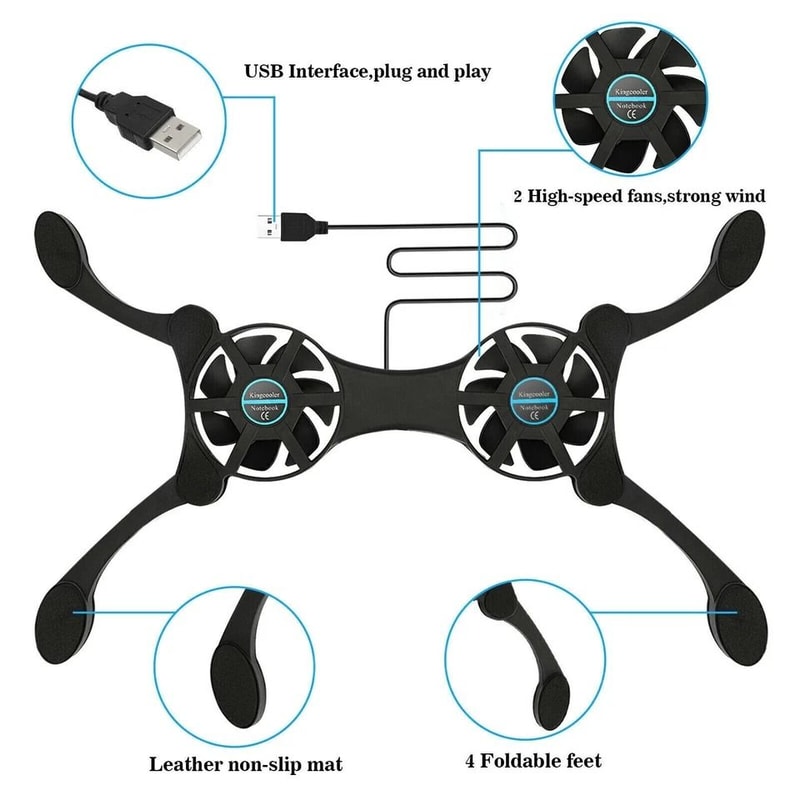 Dual USB Laptop Cooling Pad Stand With Foldable Design For Portable Cooling And Ergonomic Support 1