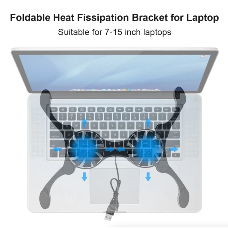 Dual USB Laptop Cooling Pad Stand With Foldable Design For Portable Cooling And Ergonomic Support 13