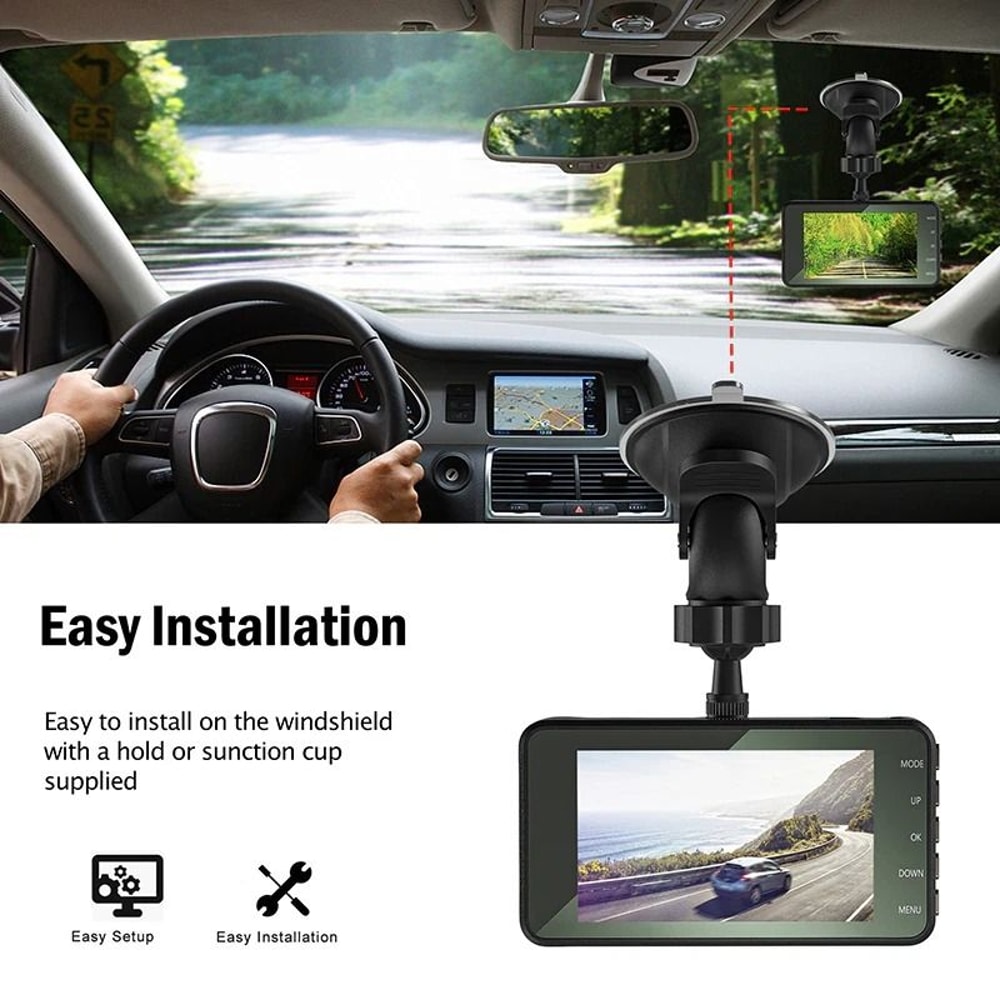 HD Car Dual Lens Dash Cam Front Rear Camera With Night Vision And Loop Recording 7
