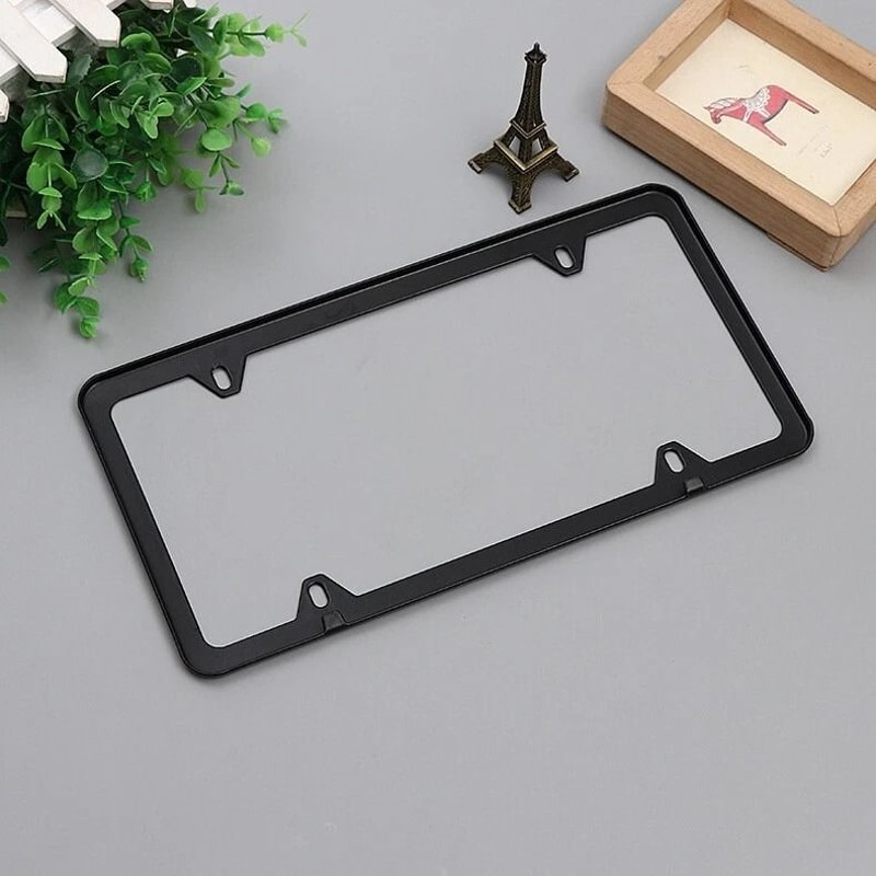 HighQuality Stainless Steel License Plate Frame Durable RustResistant Black Metal Tag Cover 4