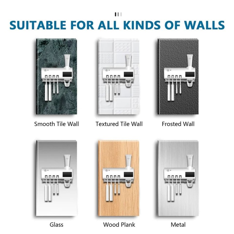 UV Toothbrush Sterilizer Automatic Toothpaste Dispenser Rechargeable FamilySized Holder 9