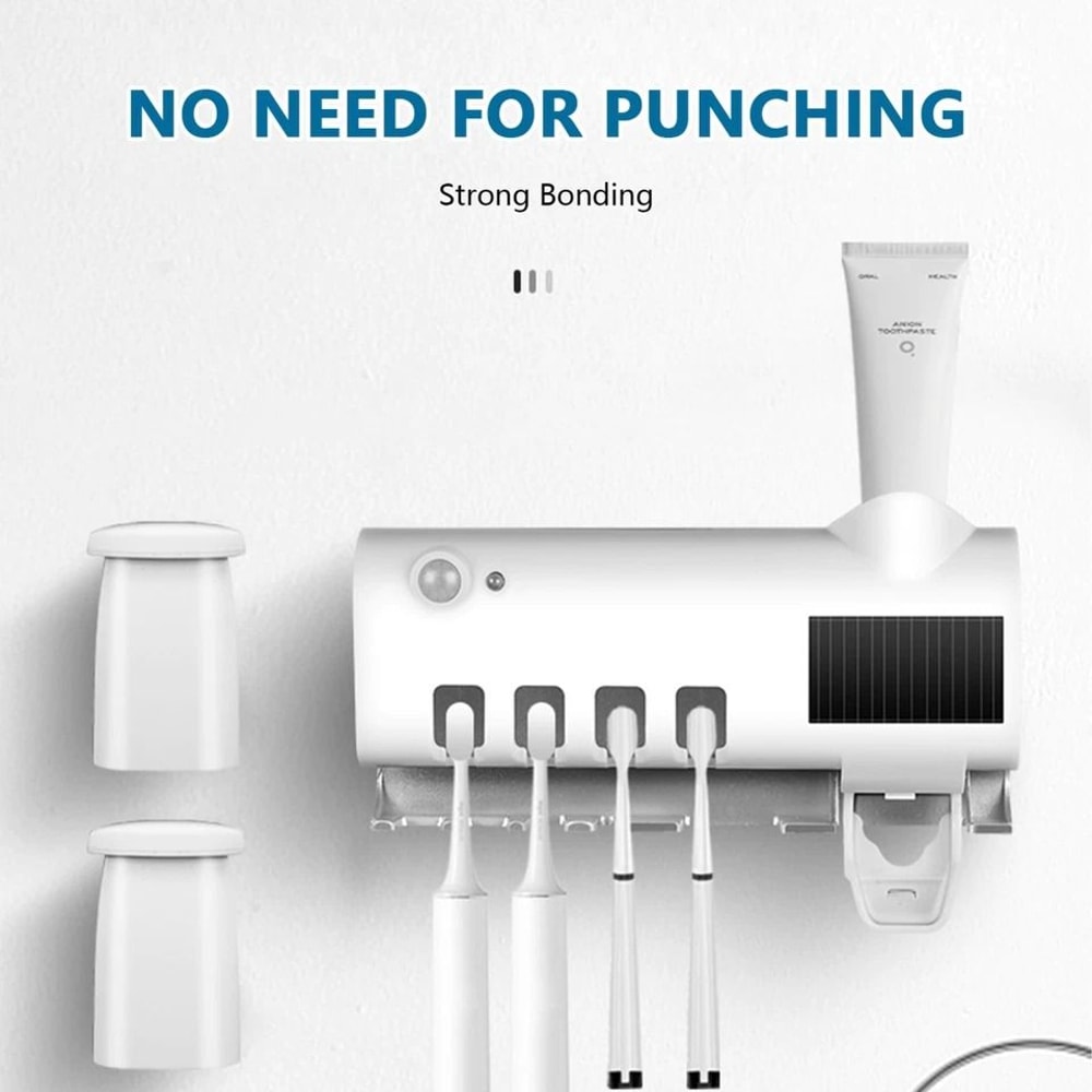 UV Toothbrush Sterilizer Automatic Toothpaste Dispenser Rechargeable FamilySized Holder 10