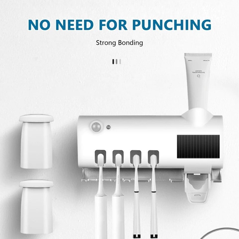 UV Toothbrush Sterilizer Automatic Toothpaste Dispenser Rechargeable FamilySized Holder 10