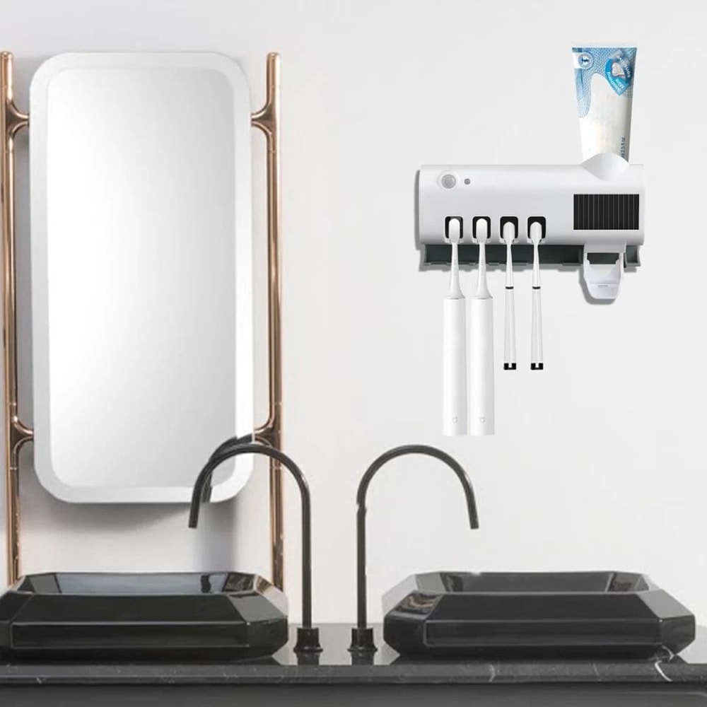 UV Toothbrush Sterilizer Automatic Toothpaste Dispenser Rechargeable FamilySized Holder 13