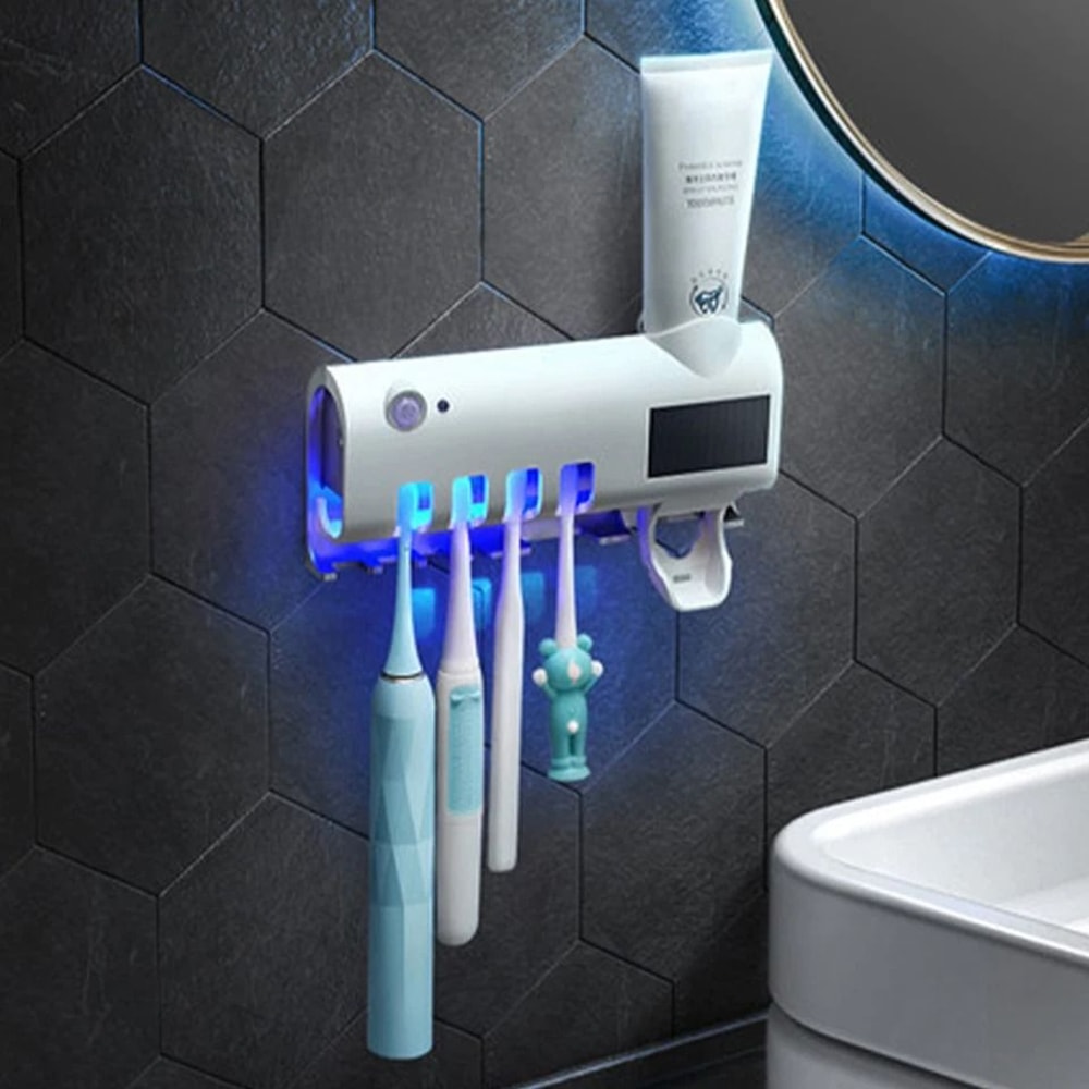 UV Toothbrush Sterilizer Automatic Toothpaste Dispenser Rechargeable FamilySized Holder 14