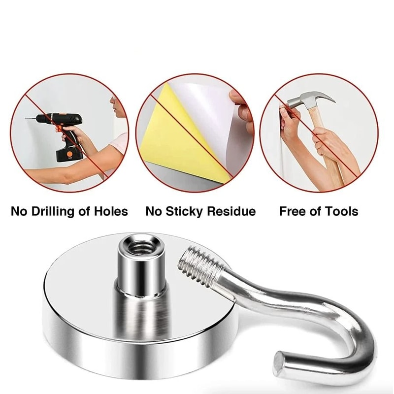 Neodymium Magnetic Hooks Heavy Duty Clamping Magnet Hook Hangers For Home Office 2