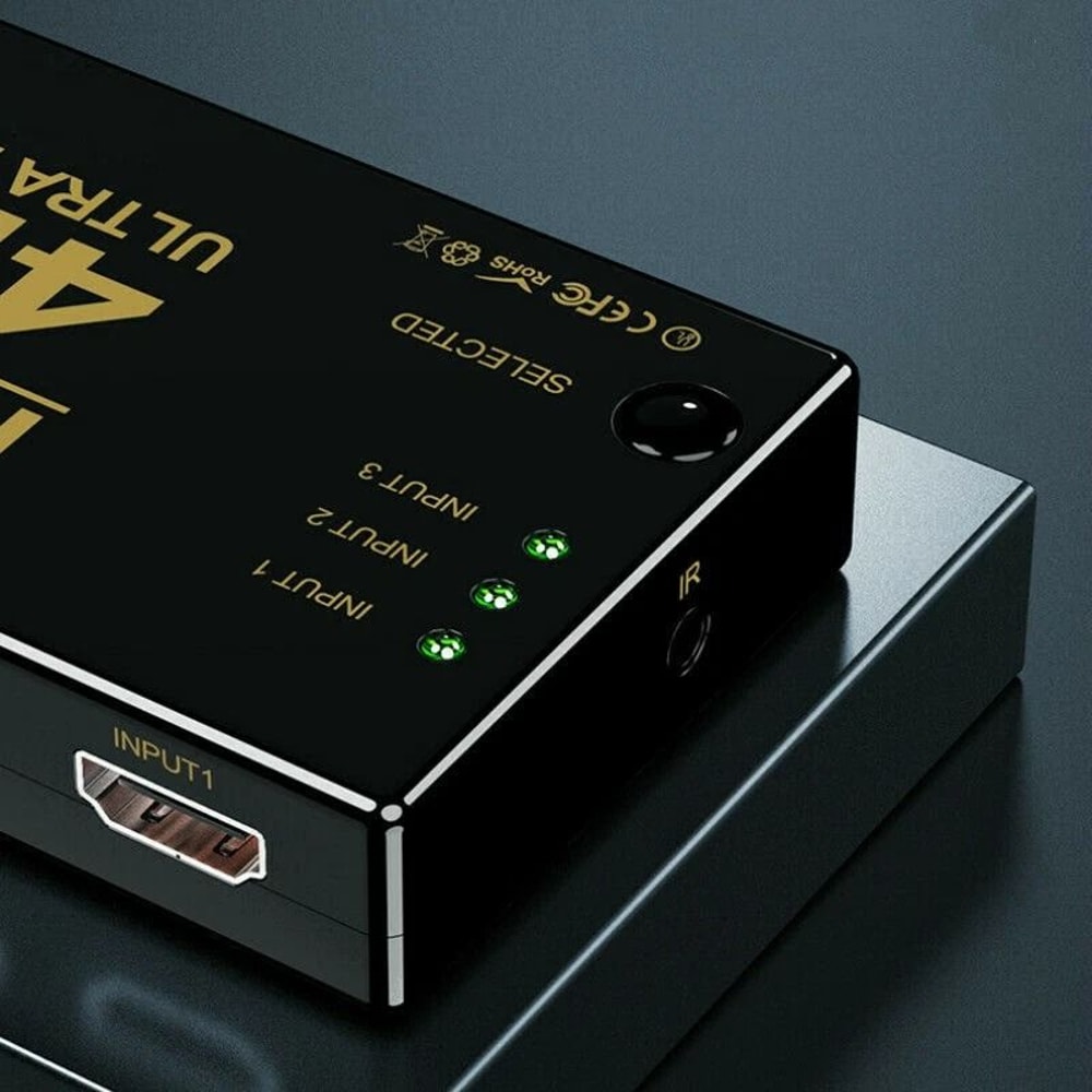 Splitter Switcher Box With IR Remote Control HDMI Hub Easy Setup PowerFree 13