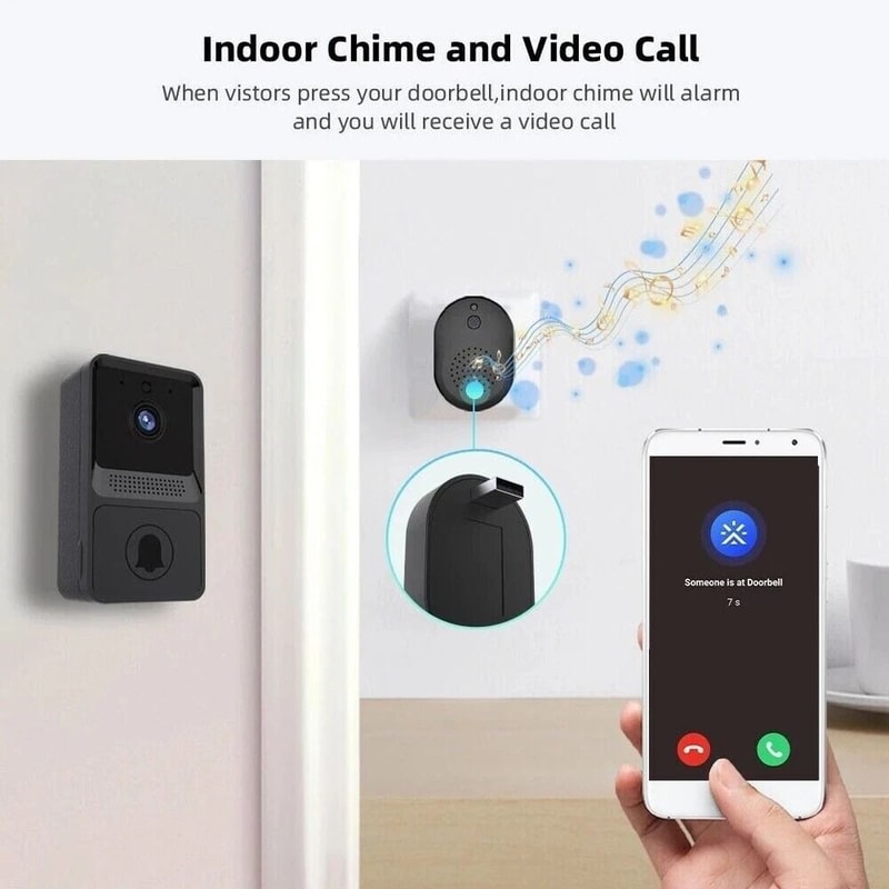 Smart Wireless WiFi Video Doorbell With Way Audio Chime Wireless Security Camera For Home 6