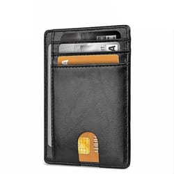 premium slim leather rfid blocking wallet men minimalist credit card & id holder