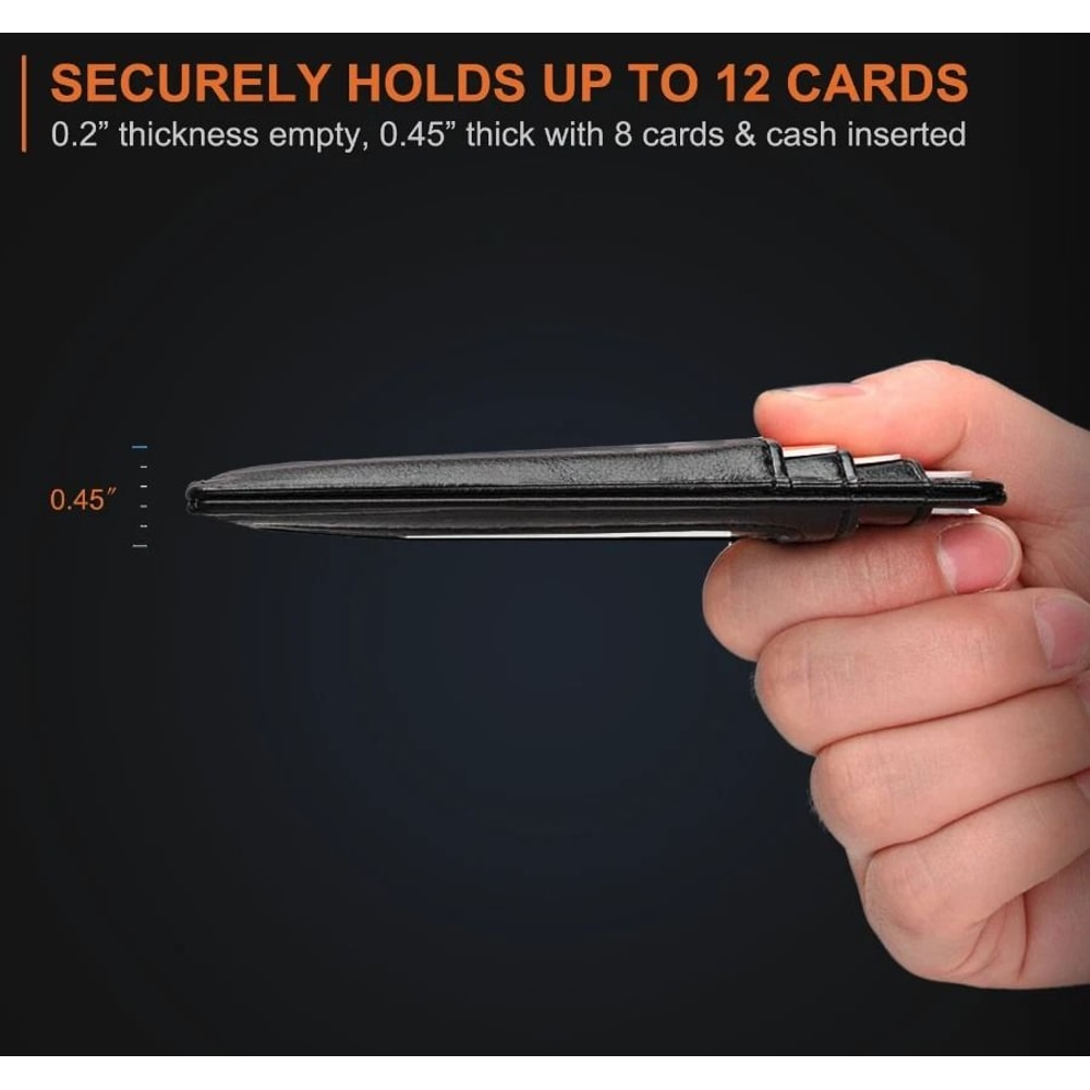 Premium Slim Leather RFID Blocking Wallet Men Minimalist Credit Card ID Holder 10