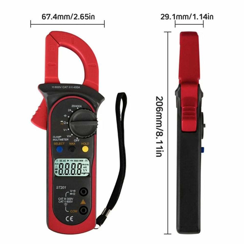 Digital Multimeter Clamp Meter AC DC Volt Ohm Amp Tester Auto Range LCD Display 2