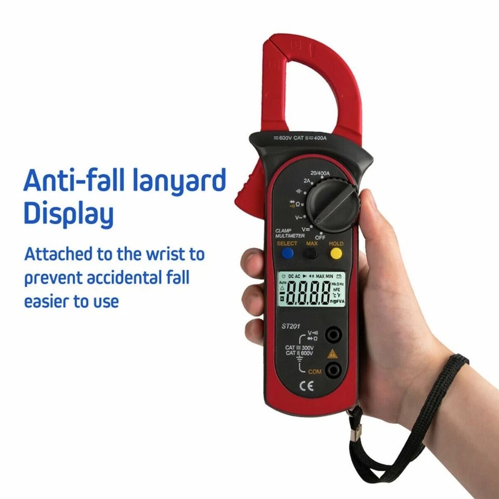 Digital Multimeter Clamp Meter AC DC Volt Ohm Amp Tester Auto Range LCD Display 12