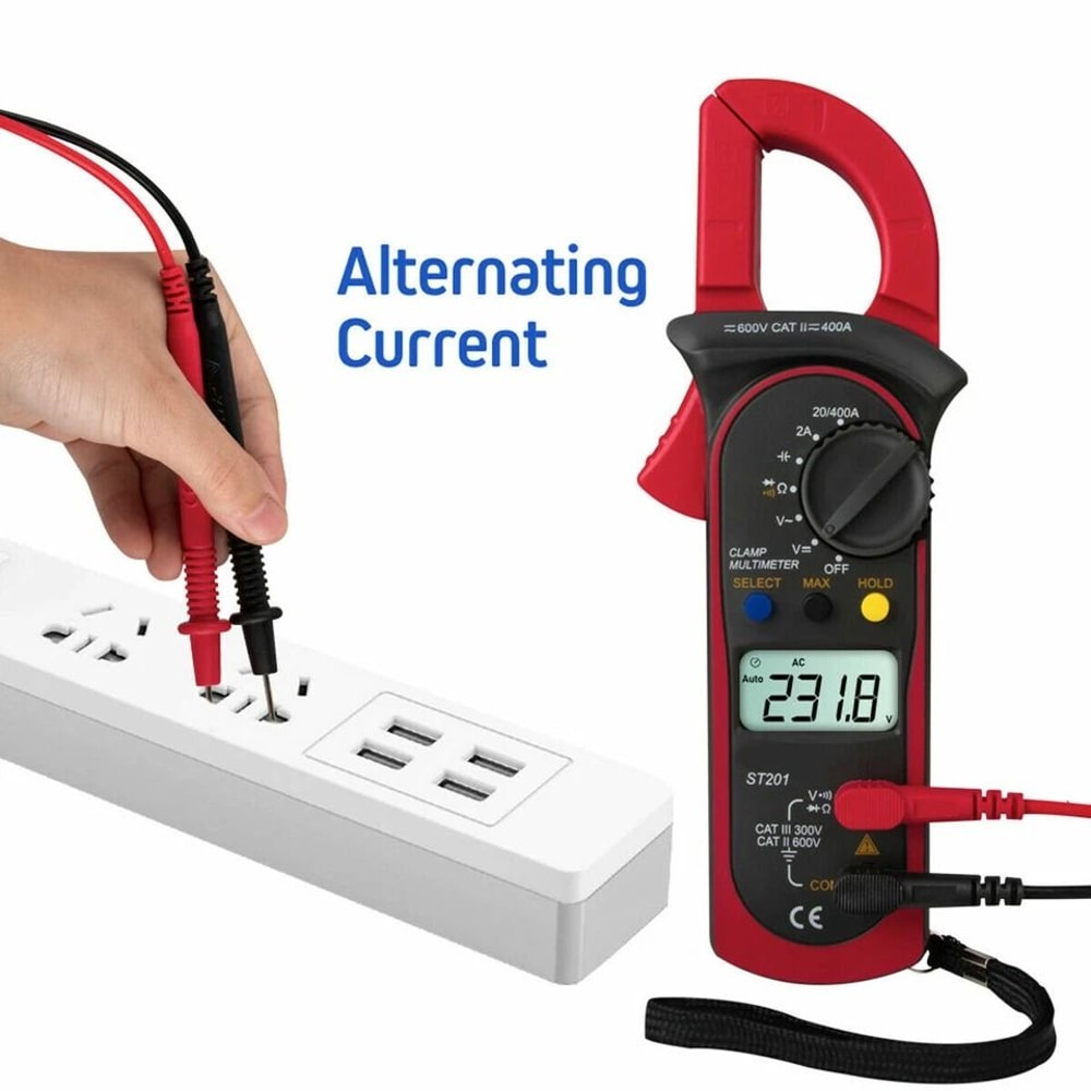 Digital Multimeter Clamp Meter AC DC Volt Ohm Amp Tester Auto Range LCD Display 15