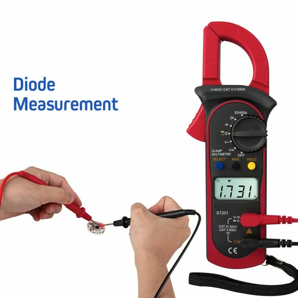 Digital Multimeter Clamp Meter AC DC Volt Ohm Amp Tester Auto Range LCD Display 16