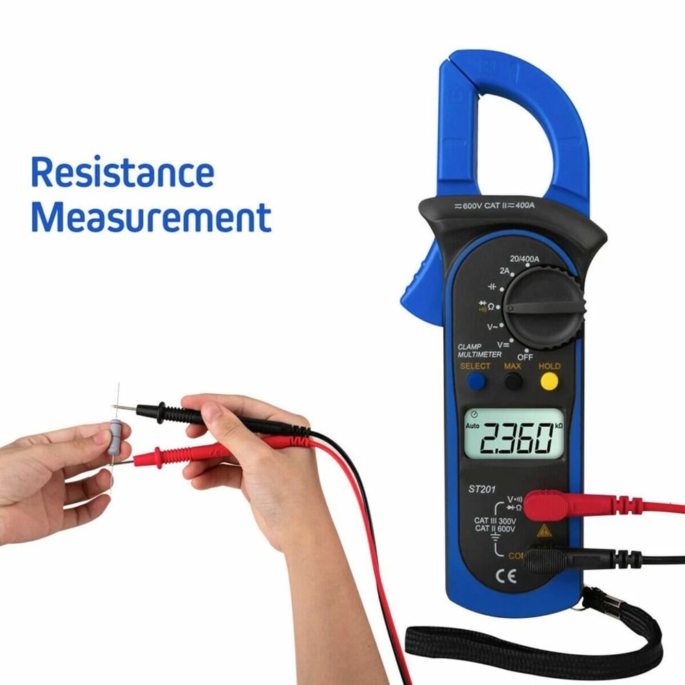 Digital Multimeter Clamp Meter AC DC Volt Ohm Amp Tester Auto Range LCD Display 3