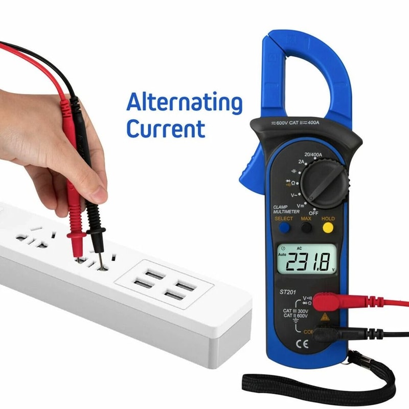 Digital Multimeter Clamp Meter AC DC Volt Ohm Amp Tester Auto Range LCD Display 5