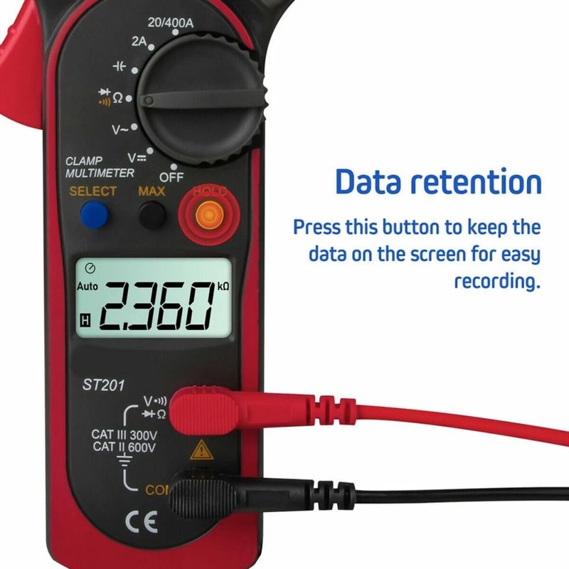 Digital Multimeter Clamp Meter AC DC Volt Ohm Amp Tester Auto Range LCD Display 8