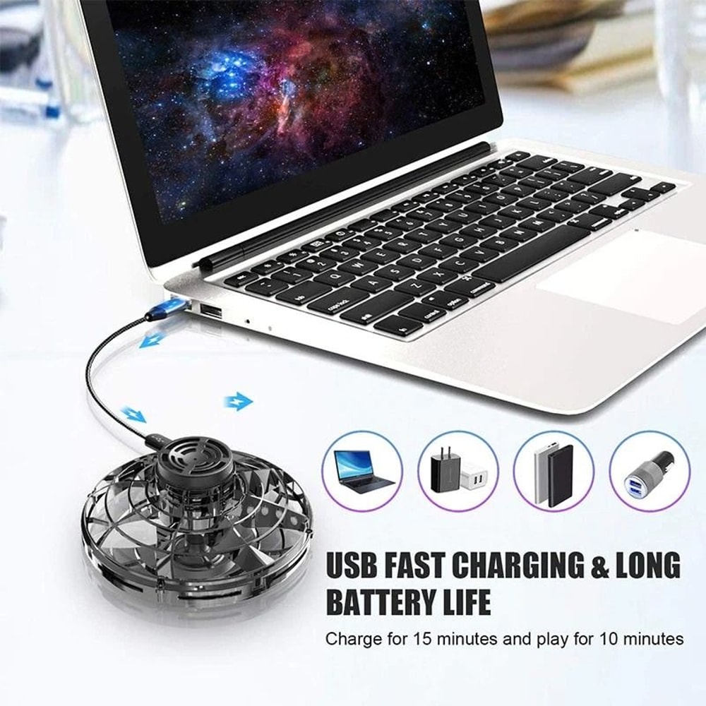 Flying LED Fidget Spinner UFO Drone Toy Stress Reliever Focus Enhancer Perfect For Kids Adults 10