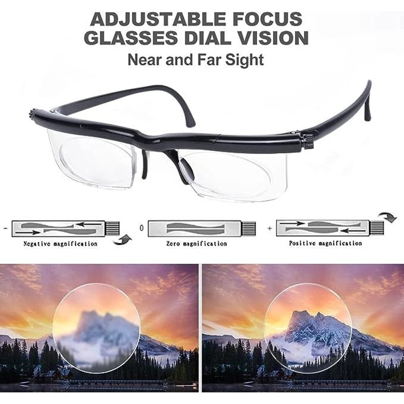 Dial Adjustable Glasses With Variable Focus For Reading Distance Vision Eyeglasses Perfect For Nea 1