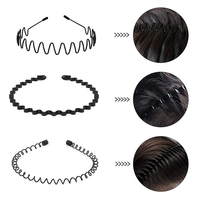 Wave Style Metal Hair Headband Comb For Sports Casual Wear 3