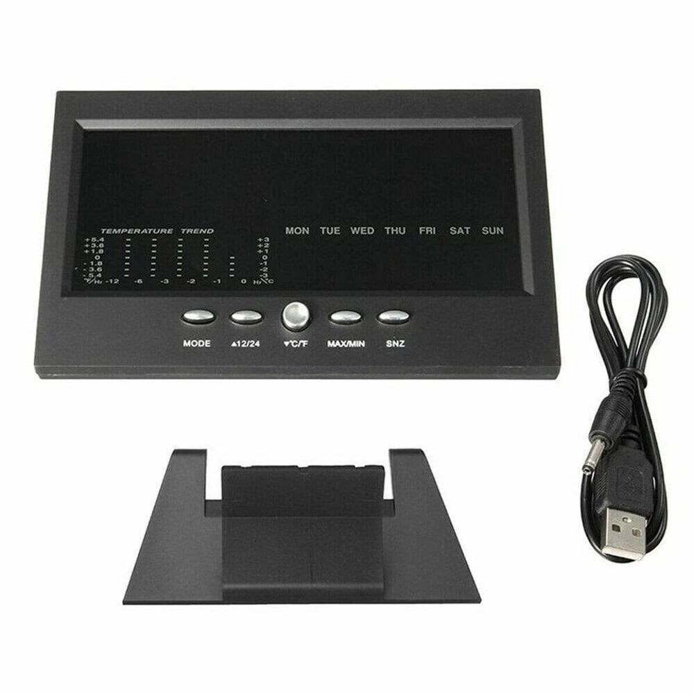 LED Digital Alarm Clock With Weather Forecast Hygrometer Snooze Calendar And Temperature Display 4