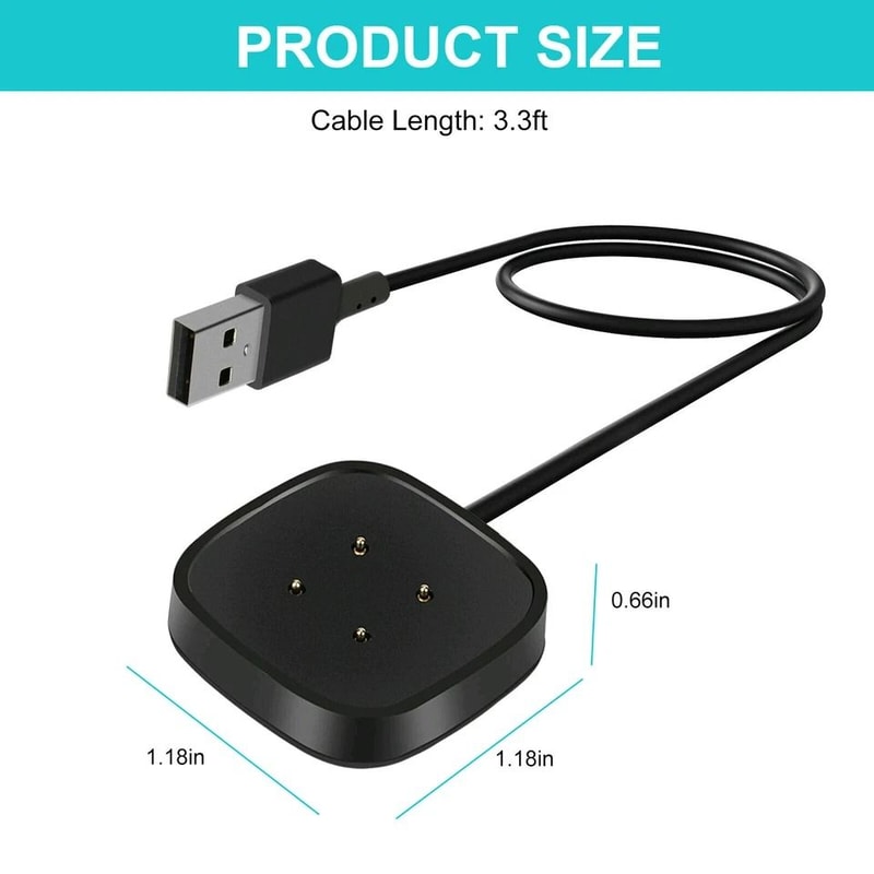 Wireless Charger For Fitbit Sense And Versa Fast USB Charging Dock Cable 3