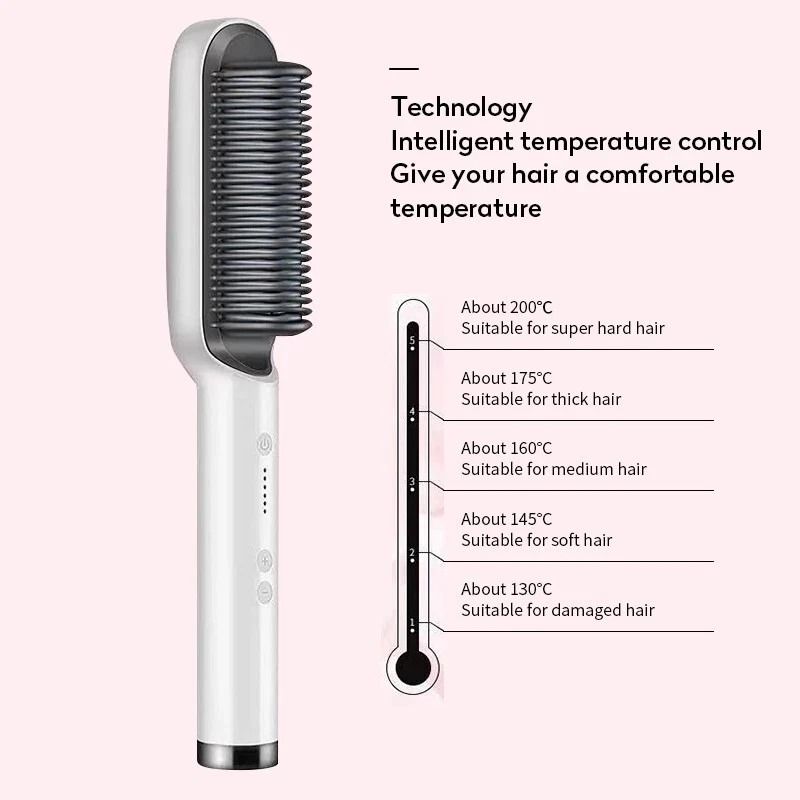 Hair Straightener Brush Electric Hot Comb With Adjustable Heat Styling Tool For Straightening And C 5