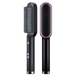 hair straightener brush electric hot comb with adjustable heat, styling tool for straightening and curling