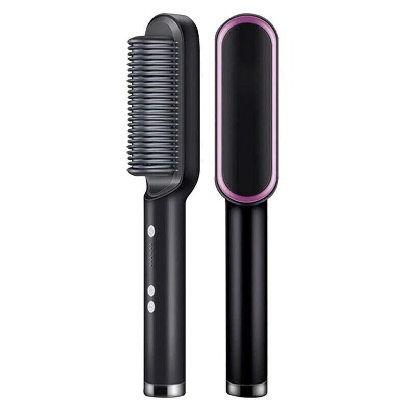 Hair Straightener Brush Electric Hot Comb With Adjustable Heat Styling Tool For Straightening And C 0