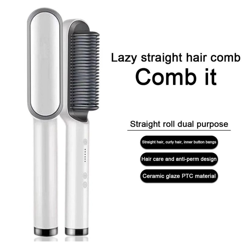 Hair Straightener Brush Electric Hot Comb With Adjustable Heat Styling Tool For Straightening And C 10