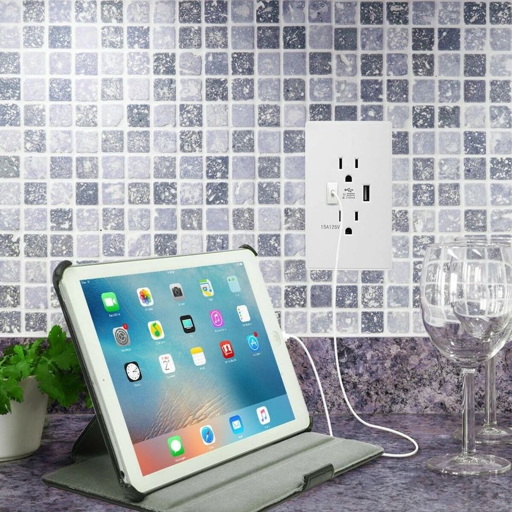 Dual Wall Outlet With USB Ports Charger AC Power Receptacle For Home Office Us 2