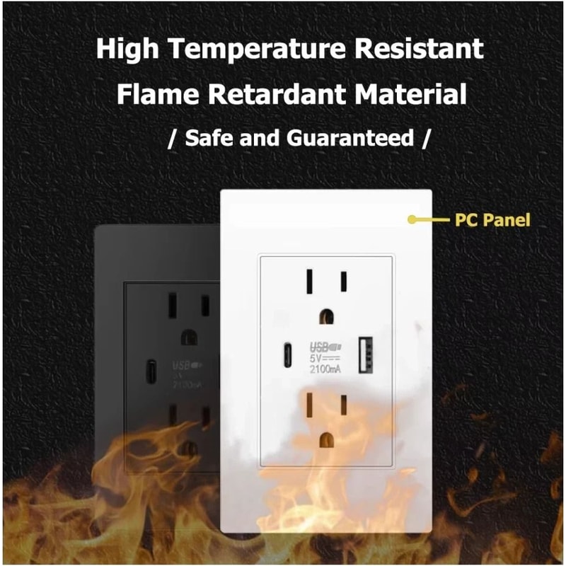 Dual Wall Outlet With USB Ports Charger AC Power Receptacle For Home Office Us 4