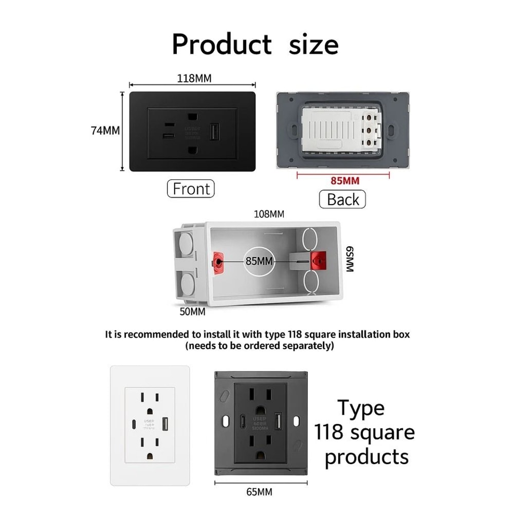 Dual Wall Outlet With USB Ports Charger AC Power Receptacle For Home Office Us 5