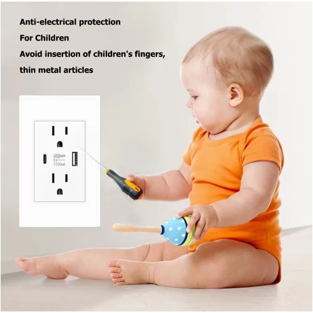 Dual Wall Outlet With USB Ports Charger AC Power Receptacle For Home Office Us 6