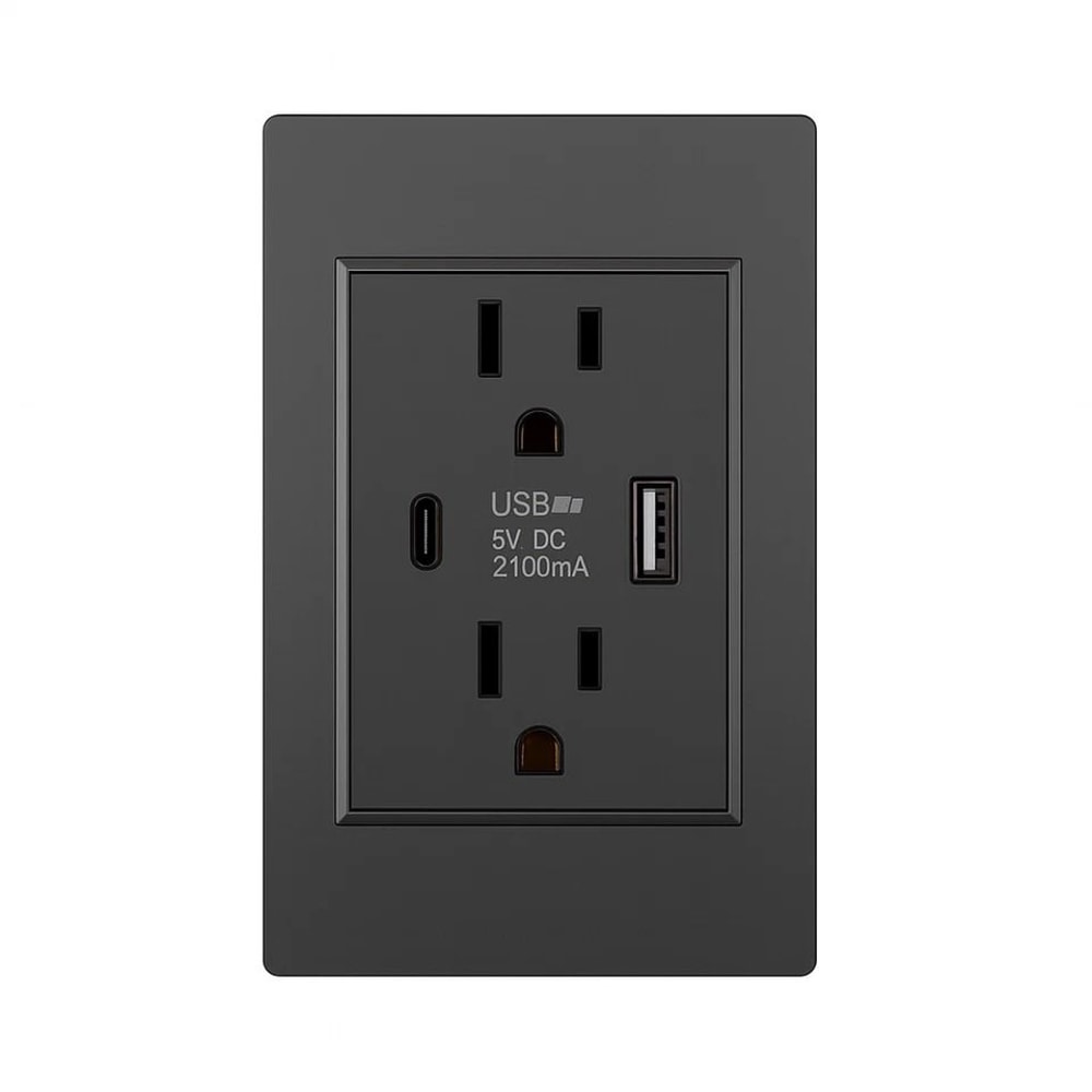 Dual Wall Outlet With USB Ports Charger AC Power Receptacle For Home Office Us 0