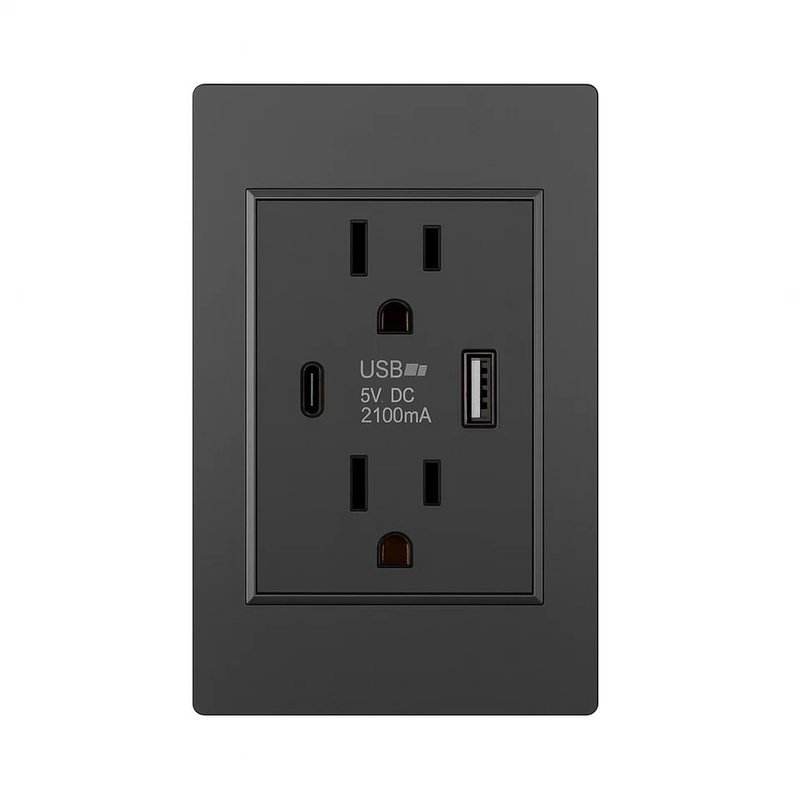 Dual Wall Outlet With USB Ports Charger AC Power Receptacle For Home Office Us 0