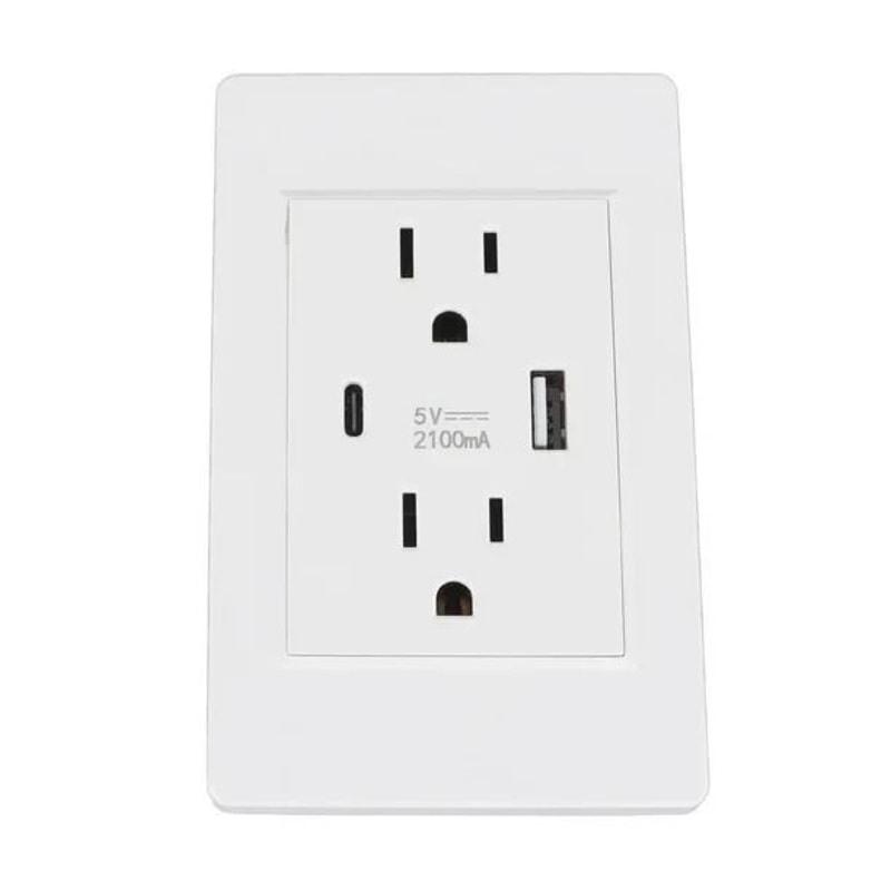 Dual Wall Outlet With USB Ports Charger AC Power Receptacle For Home Office Us 1