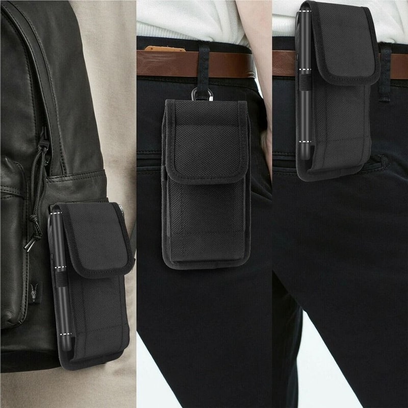 Vertical Phone Holster Wallet Case With Belt Clip For IPhone Samsung Durable Nylon Extra Storage 18