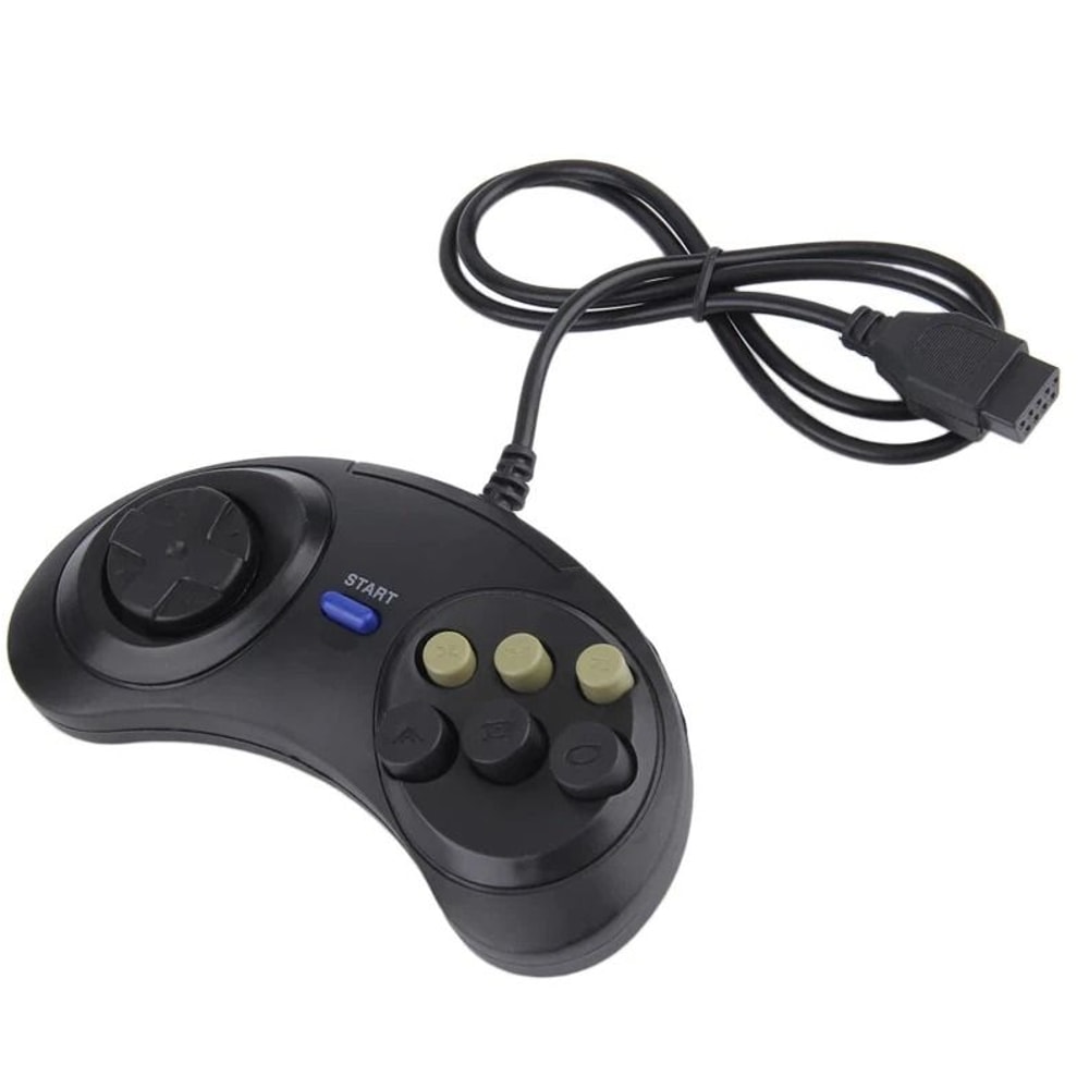 Button Game Pad Controllers For Genesis Classic Retro Black Controllers 3