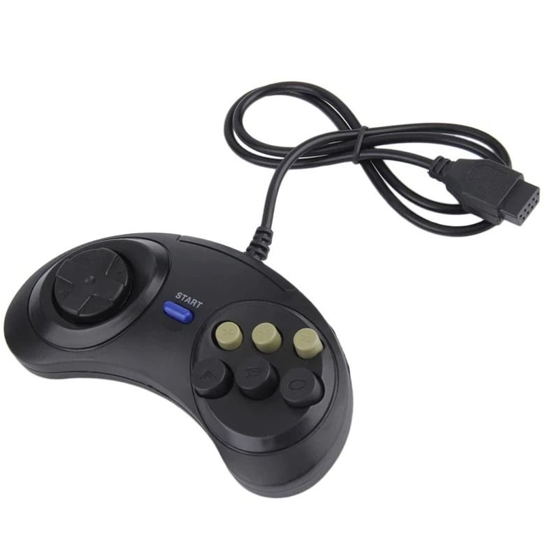 Button Game Pad Controllers For Genesis Classic Retro Black Controllers 3