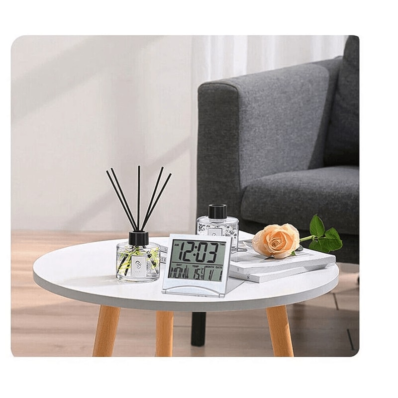 Compact Digital Travel Alarm Clock With LCD Display Temperature Foldable Portable Desk Timer 11