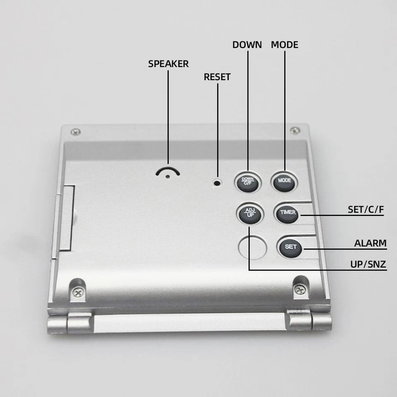 Compact Digital Travel Alarm Clock With LCD Display Temperature Foldable Portable Desk Timer 7